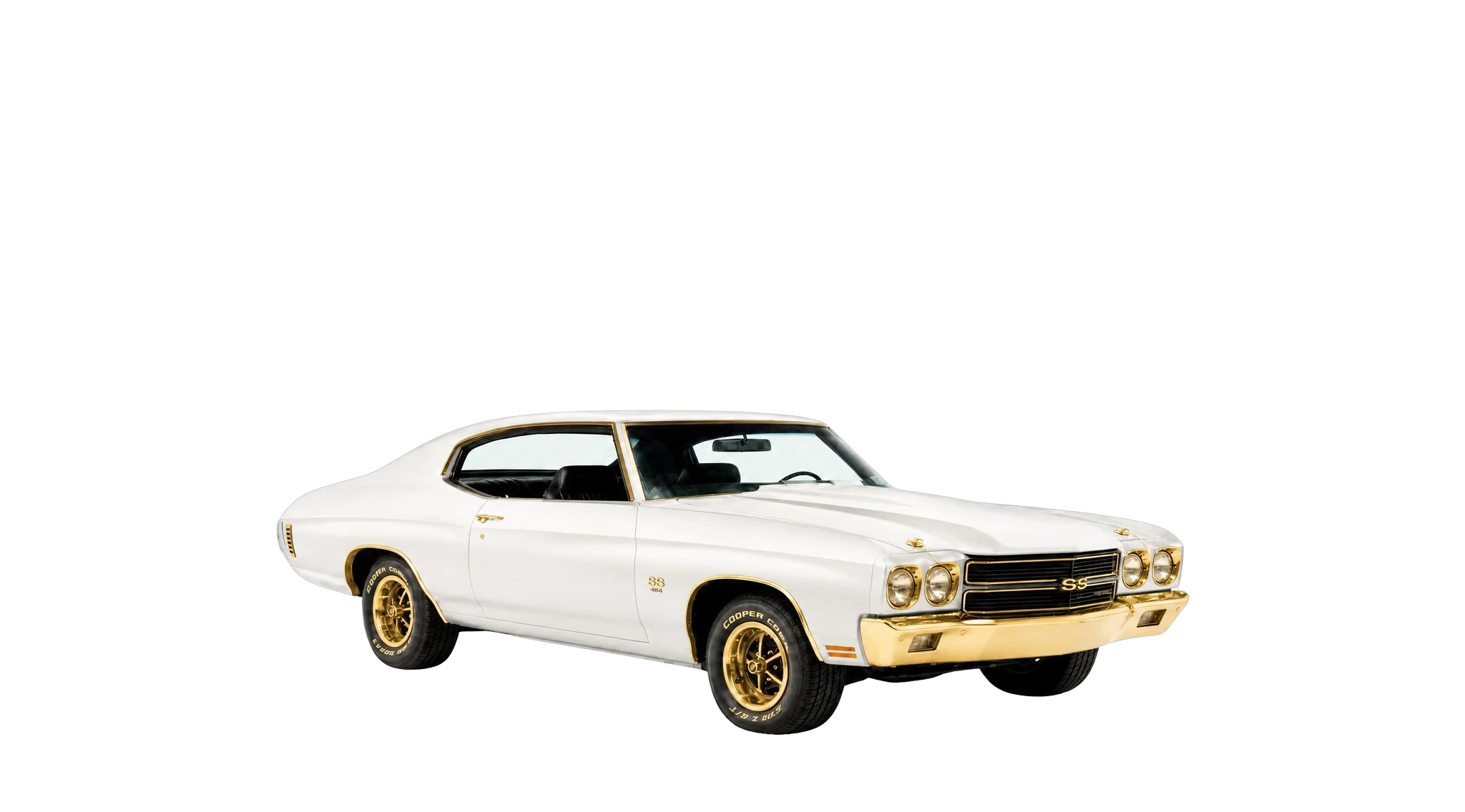 The same Chevrolet SS in pearl White Gold with gold jewellery