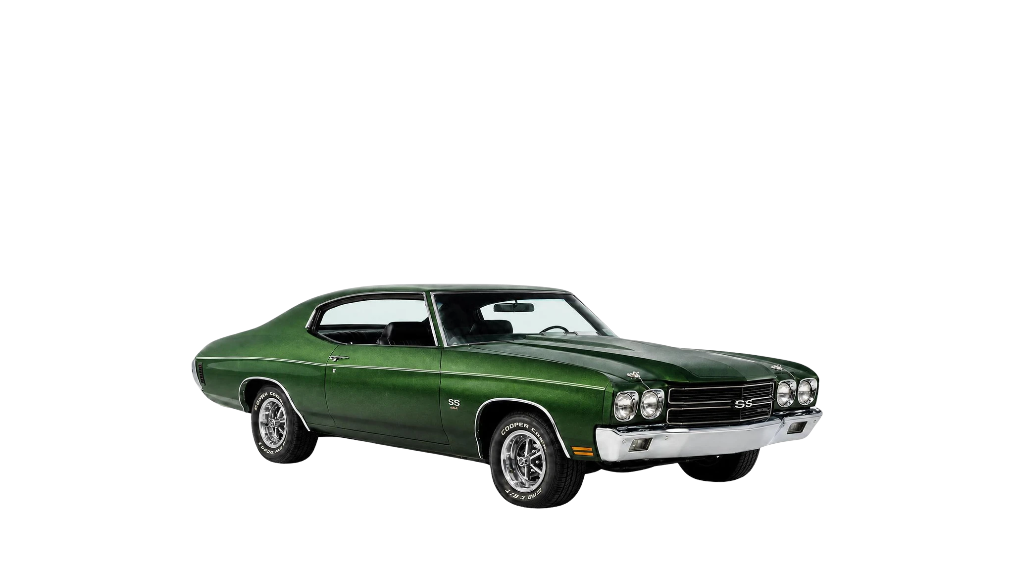 The same Chevrolet SS in metallic Verdoro Green with chrome wheels